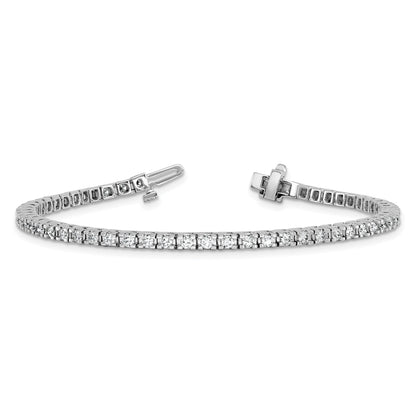 14K White Gold Complete 2.18 Carat Round A Diamond 4 Prong 7 Inch Tennis Bracelet