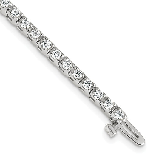14K White Gold Complete 2.18 Carat Round A Diamond 4 Prong 7 Inch Tennis Bracelet