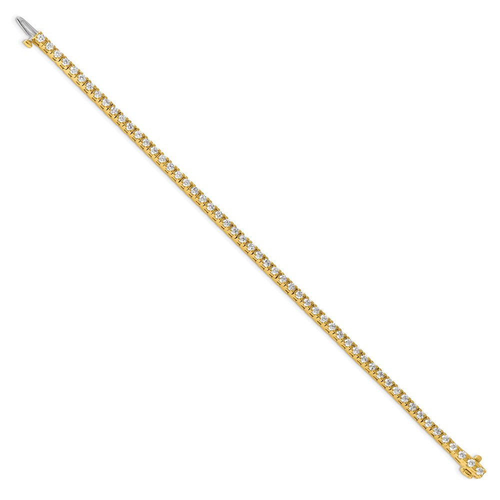 14K Yellow Gold Complete 2.86 Carat Round A Diamond 4 Prong 7 Inch Tennis Bracelet