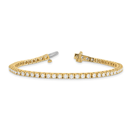 14K Yellow Gold Complete 2.86 Carat Round Aaa Diamond 4 Prong 7 Inch Tennis Bracelet
