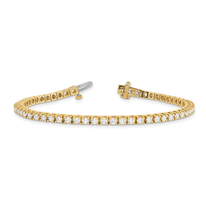 14K Yellow Gold Complete 2.86 Carat Round Aaa Diamond 4 Prong 7 Inch Tennis Bracelet