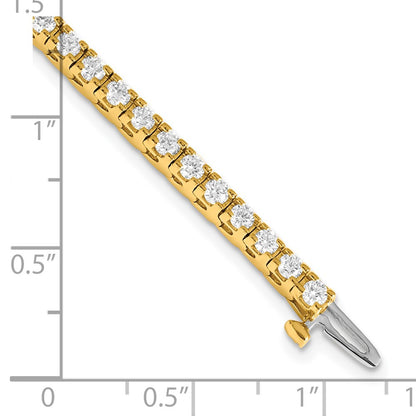 14K Yellow Gold Complete 2.86 Carat Round Aaa Diamond 4 Prong 7 Inch Tennis Bracelet