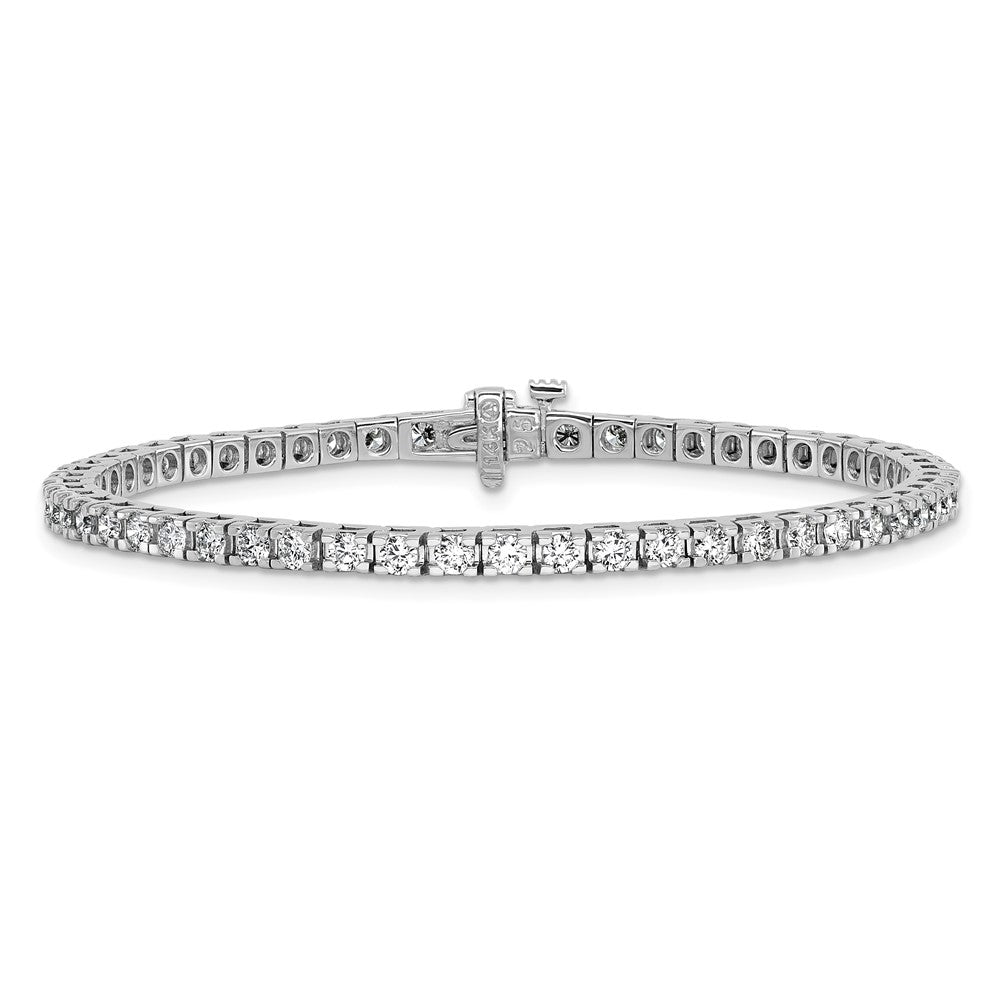 14K White Gold Complete 2.86 Carat Round Aaa Diamond 4 Prong 7 Inch Tennis Bracelet