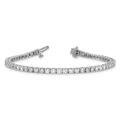 14K White Gold Complete 2.86 Carat Round Aa Diamond 4 Prong 7 Inch Tennis Bracelet