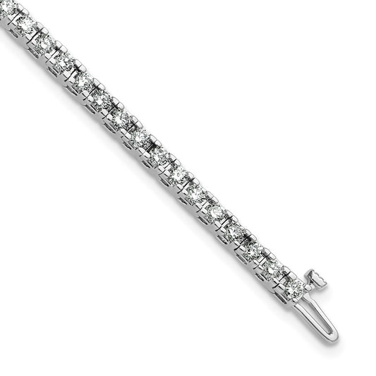 14K White Gold Complete 2.86 Carat Round Aaa Diamond 4 Prong 7 Inch Tennis Bracelet