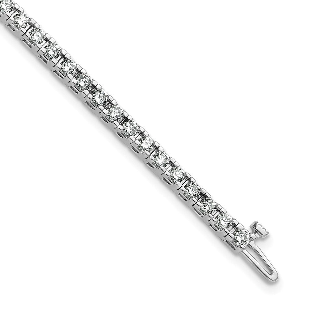 14K White Gold Complete 2.86 Carat Round Aa Diamond 4 Prong 7 Inch Tennis Bracelet