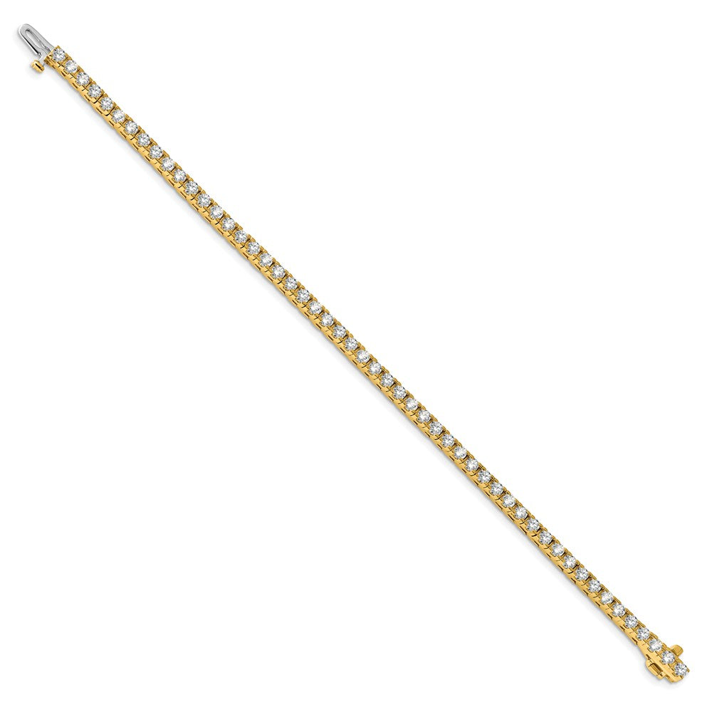 14K Yellow Gold Complete 4.1 Carat Round Aaa Diamond 4 Prong 7 Inch Tennis Bracelet