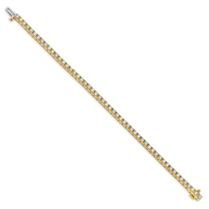 14K Yellow Gold Complete 4.1 Carat Round Aaa Diamond 4 Prong 7 Inch Tennis Bracelet