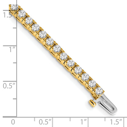 14K Yellow Gold Complete 4.1 Carat Round Aaa Diamond 4 Prong 7 Inch Tennis Bracelet