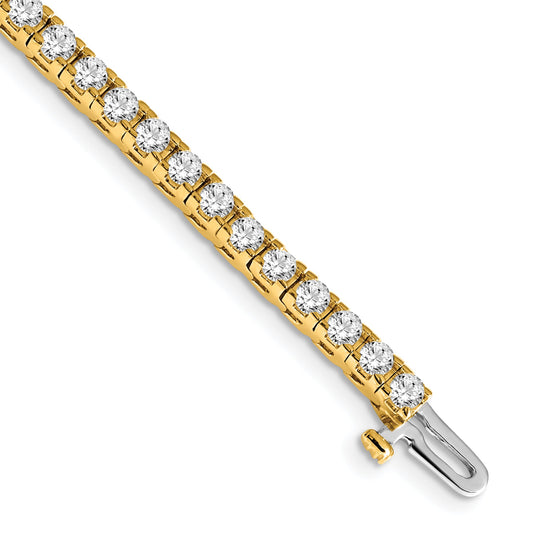 14K Yellow Gold Complete 4.1 Carat Round A Diamond 4 Prong 7 Inch Tennis Bracelet