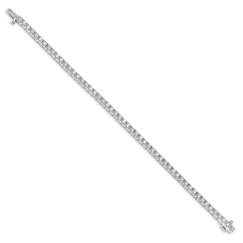 14K White Gold Complete 4.1 Carat Round Aa Diamond 4 Prong 7 Inch Tennis Bracelet
