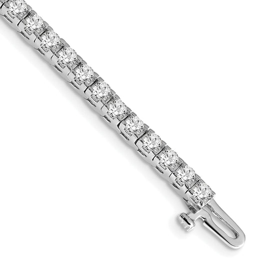 14K White Gold Complete 4.1 Carat Round Aaa Diamond 4 Prong 7 Inch Tennis Bracelet