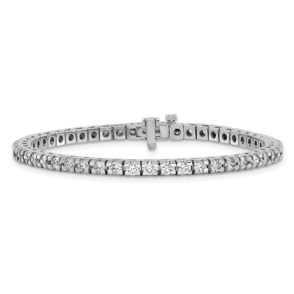 14K White Gold Complete 4.65 Carat Round Aa Diamond 4 Prong 7 Inch Tennis Bracelet