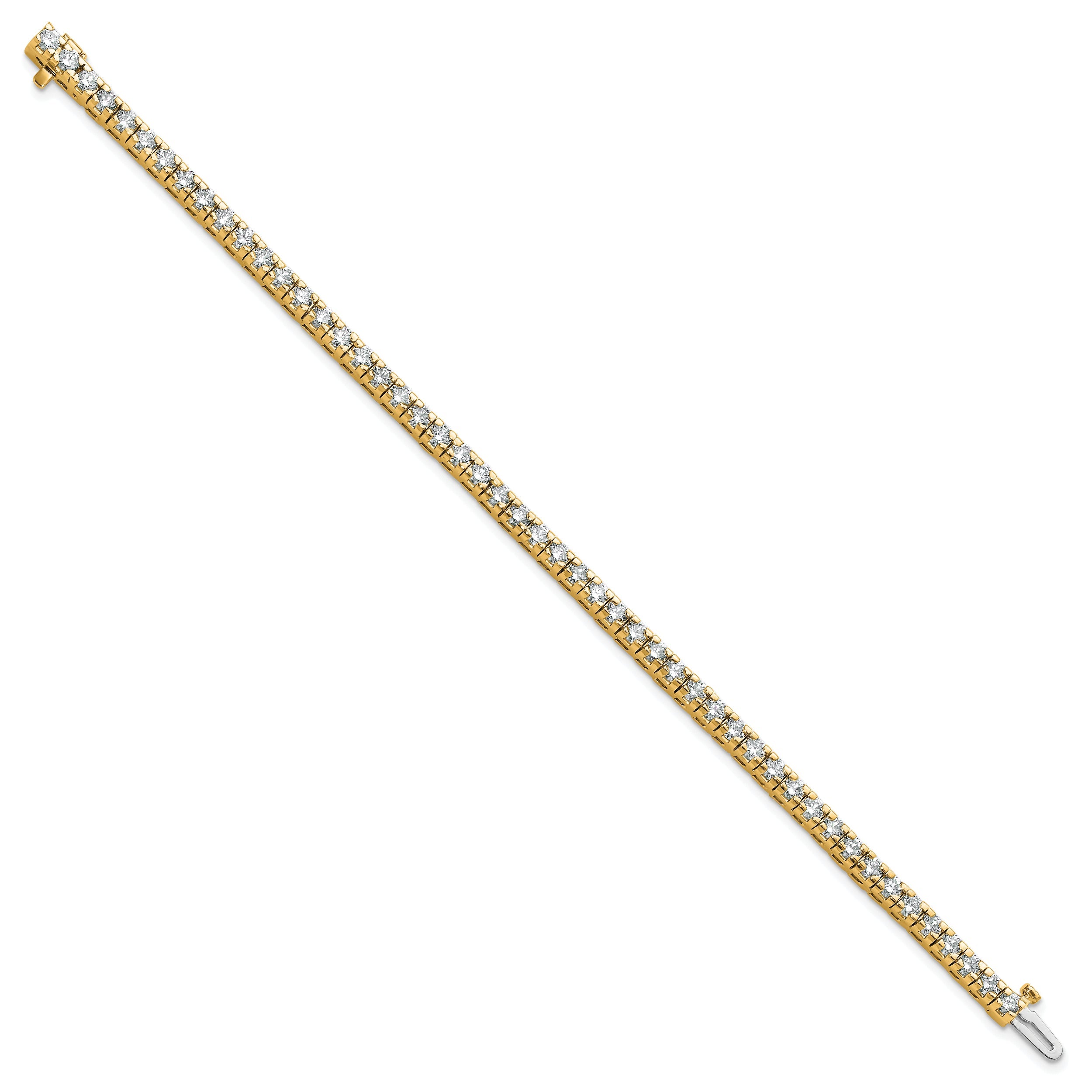 14K Yellow Gold Complete 4.65 Carat Round Aaa Diamond 4 Prong 7 Inch Tennis Bracelet