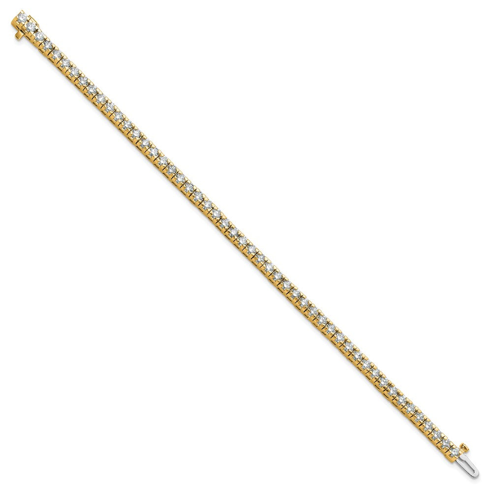 14K Yellow Gold Complete 4.65 Carat Round Aa Diamond 4 Prong 7 Inch Tennis Bracelet
