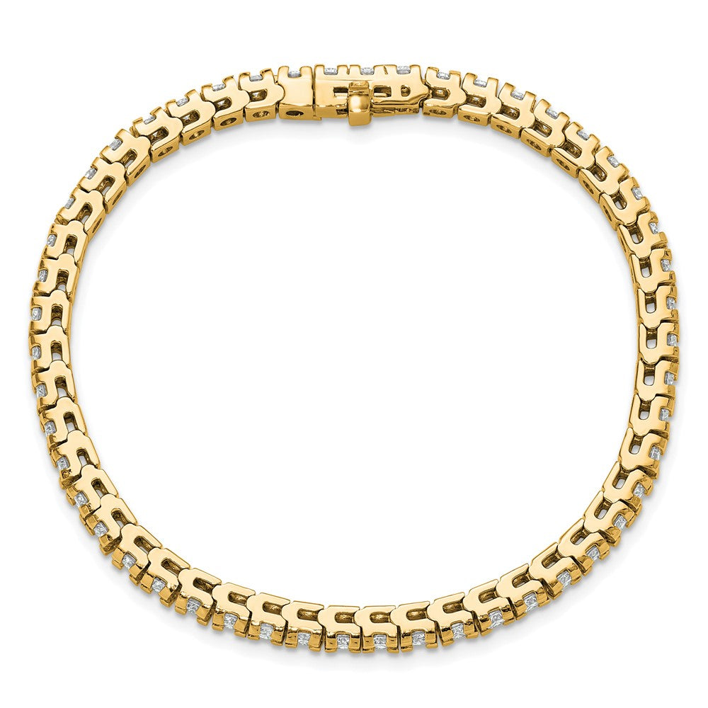 14K Yellow Gold Complete 4.65 Carat Round Aaa Diamond 4 Prong 7 Inch Tennis Bracelet