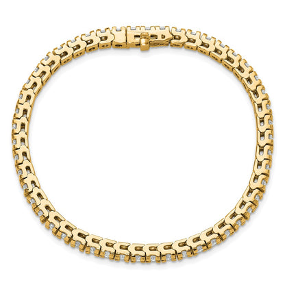 14K Yellow Gold Complete 4.65 Carat Round Aaa Diamond 4 Prong 7 Inch Tennis Bracelet