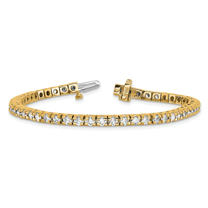 14K Yellow Gold Complete 4.65 Carat Round A Diamond 4 Prong 7 Inch Tennis Bracelet
