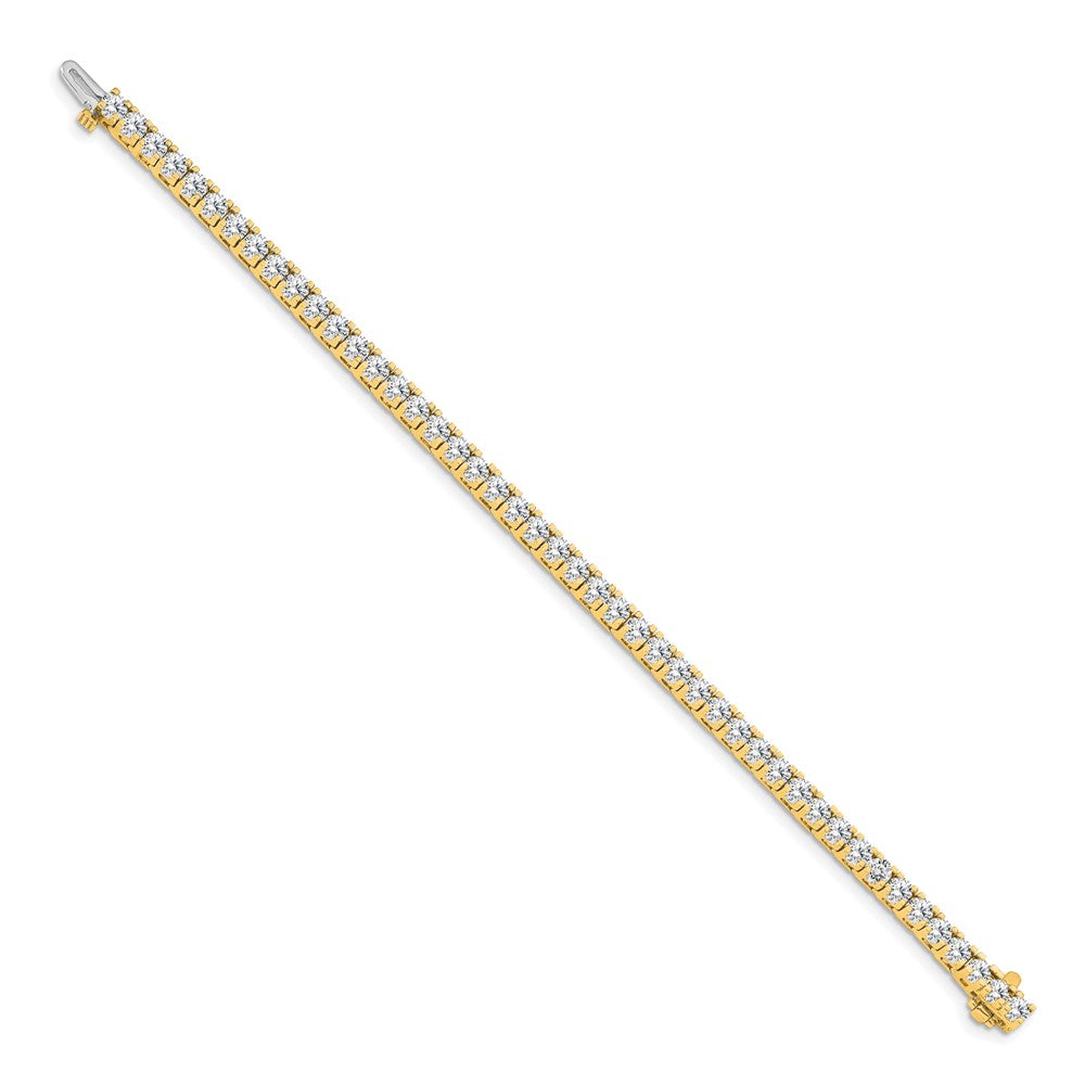 14K Yellow Gold Complete 6.44 Carat Round A Diamond 4 Prong 7 Inch Tennis Bracelet