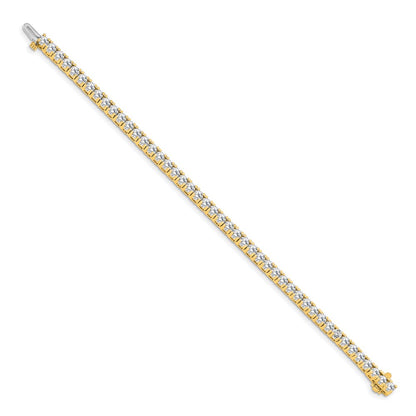 14K Yellow Gold Complete 6.44 Carat Round A Diamond 4 Prong 7 Inch Tennis Bracelet