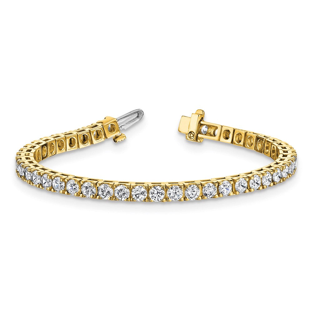 14K Yellow Gold Complete 6.44 Carat Round A Diamond 4 Prong 7 Inch Tennis Bracelet