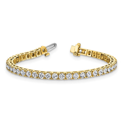 14K Yellow Gold Complete 6.44 Carat Round A Diamond 4 Prong 7 Inch Tennis Bracelet