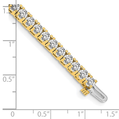 14K Yellow Gold Complete 6.44 Carat Round A Diamond 4 Prong 7 Inch Tennis Bracelet