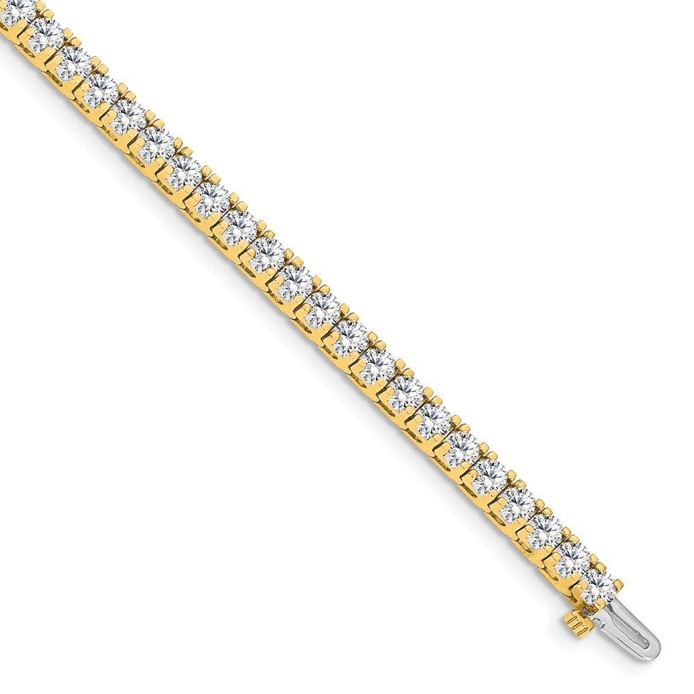14K Yellow Gold Complete 6.44 Carat Round A Diamond 4 Prong 7 Inch Tennis Bracelet