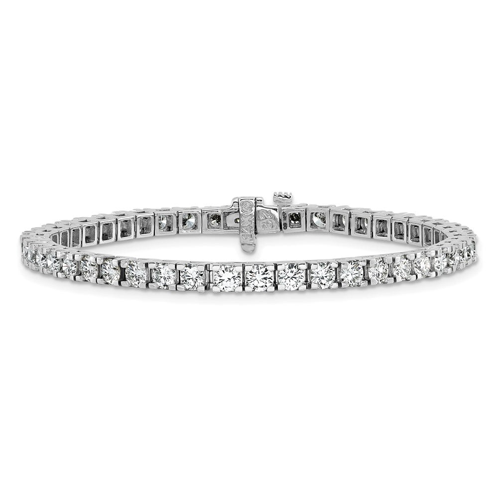 14K White Gold Complete 6.44 Carat Round Aaa Diamond 4 Prong 7 Inch Tennis Bracelet