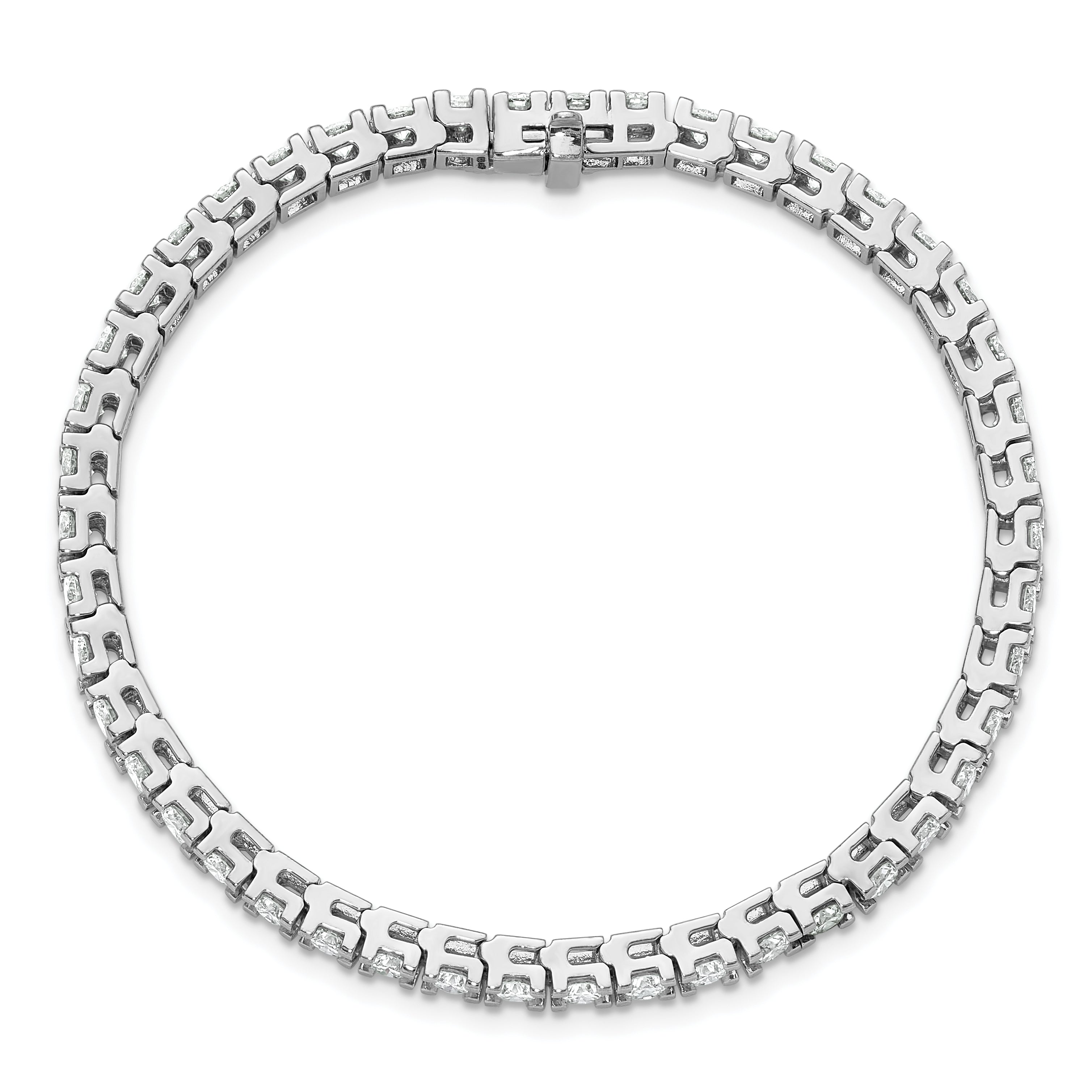 14K White Gold Complete 6.44 Carat Round Vs Diamond 4 Prong 7 Inch Tennis Bracelet