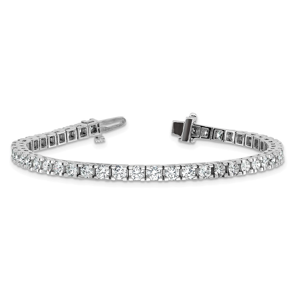 14K White Gold Complete 6.44 Carat Round Vs Diamond 4 Prong 7 Inch Tennis Bracelet