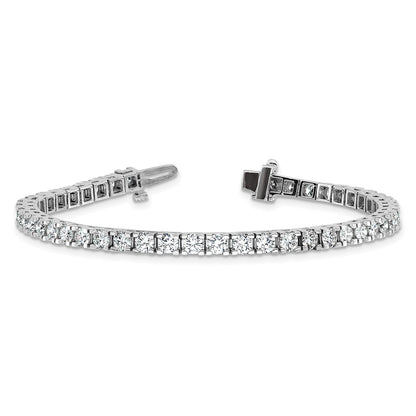 14K White Gold Complete 6.44 Carat Round Aa Diamond 4 Prong 7 Inch Tennis Bracelet