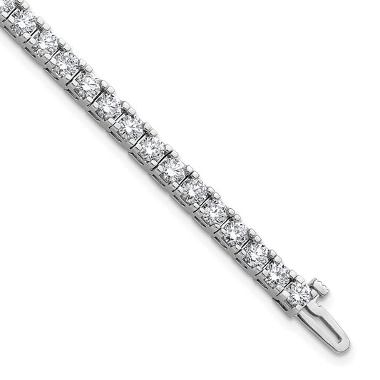 14K White Gold Complete 6.44 Carat Round Aaa Diamond 4 Prong 7 Inch Tennis Bracelet