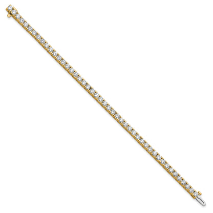 14K Yellow Gold Complete 6.44 Carat Round Aa Diamond 4 Prong 7 Inch Tennis Bracelet