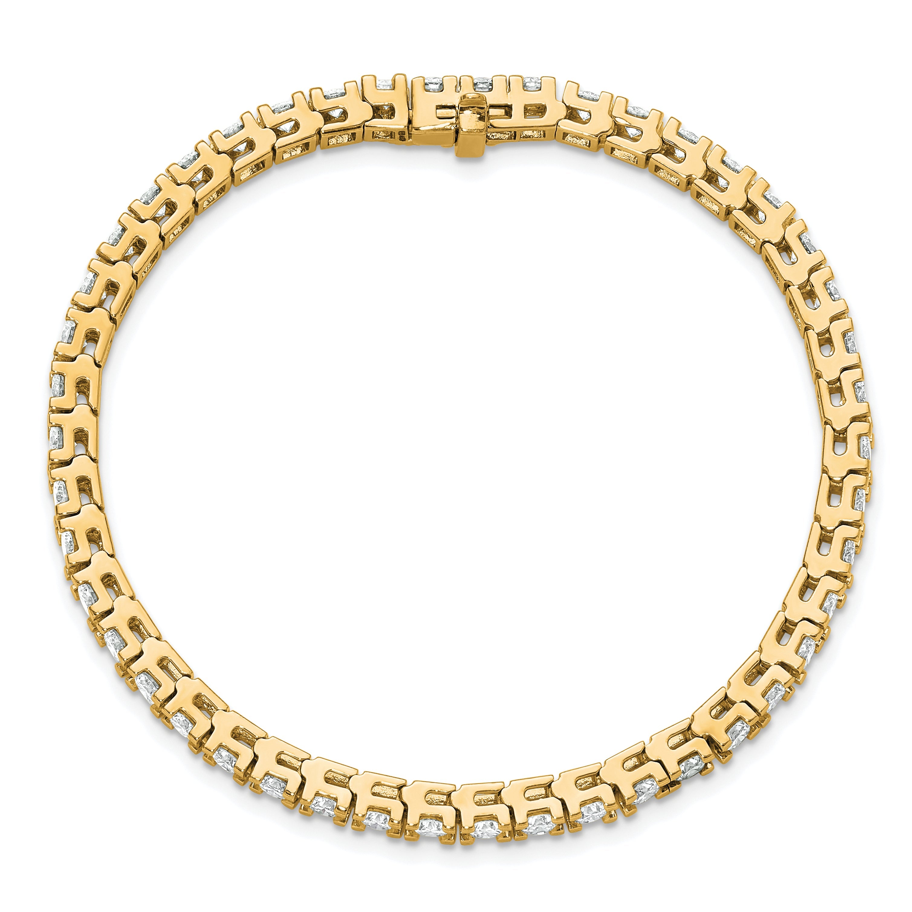 14K Yellow Gold Complete 6.44 Carat Round Aa Diamond 4 Prong 7 Inch Tennis Bracelet