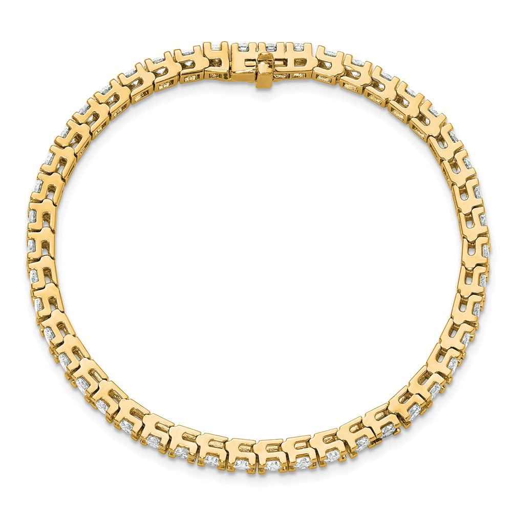 14K Yellow Gold Complete 6.44 Carat Round Aa Diamond 4 Prong 7 Inch Tennis Bracelet