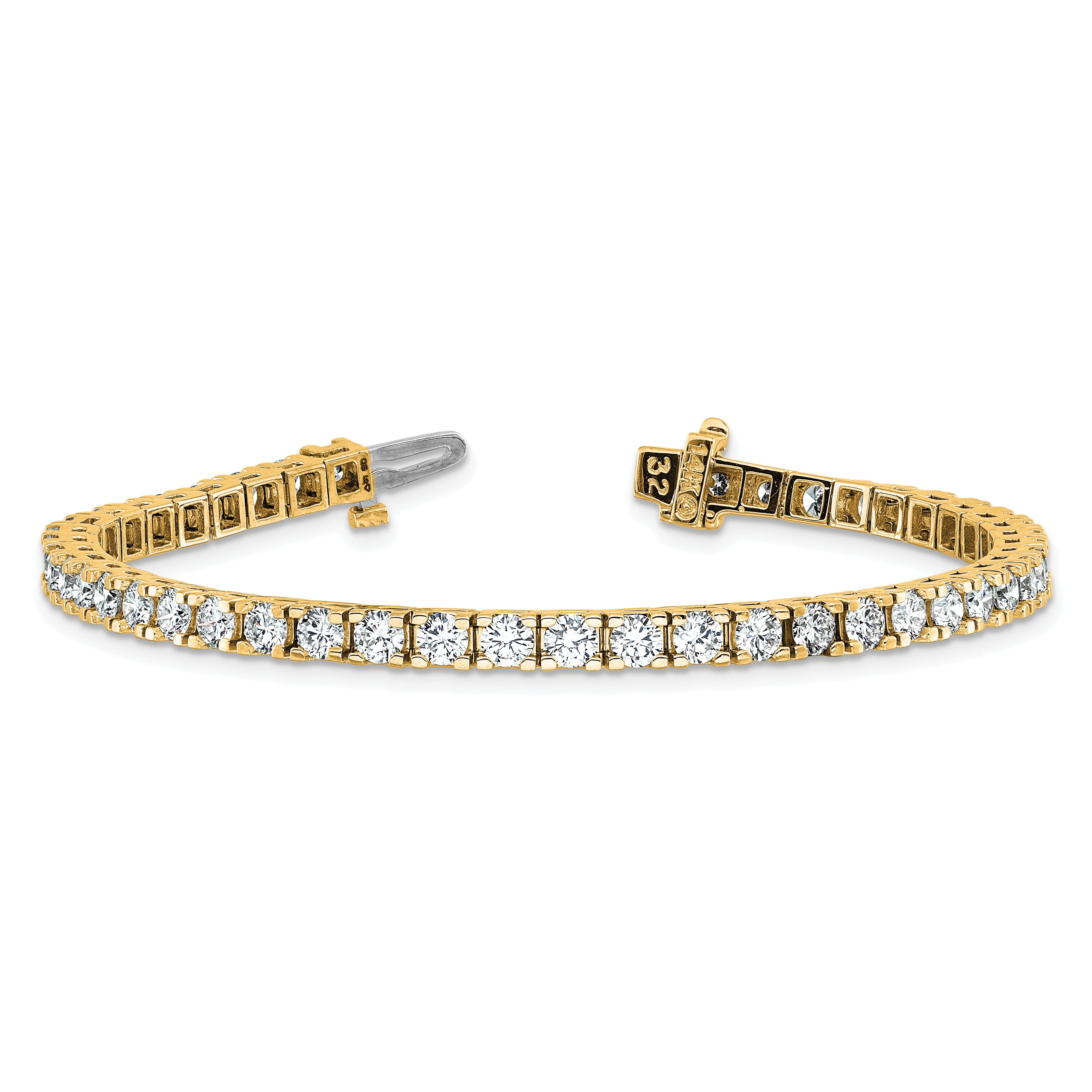 14k Yellow Gold 5 7/8 Ct. Lab Grown Diamond VS/SI+ G+ Round Tennis Bracelet