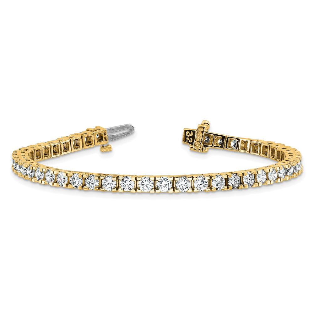 14K Yellow Gold Complete 6.44 Carat Round Aa Diamond 4 Prong 7 Inch Tennis Bracelet
