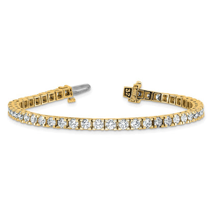 14K Yellow Gold Complete 6.44 Carat Round Aa Diamond 4 Prong 7 Inch Tennis Bracelet