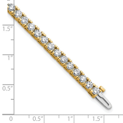 14K Yellow Gold Complete 6.44 Carat Round Aa Diamond 4 Prong 7 Inch Tennis Bracelet
