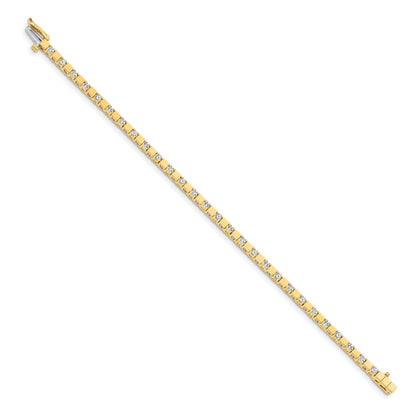 14K Yellow Gold Complete 1.1 Carat Round A Diamond Square Link 7 Inch Tennis Bracelet