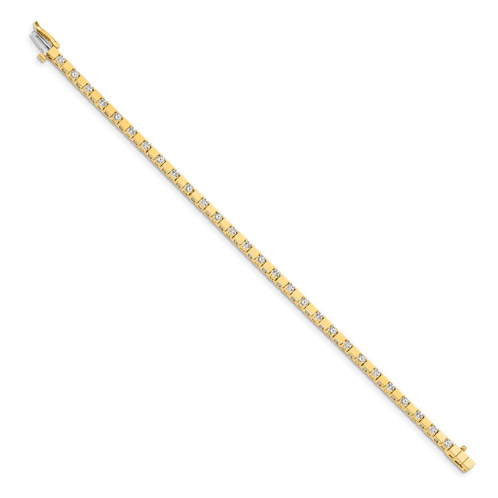 14K Yellow Gold Complete 1.1 Carat Round Aa Diamond Square Link 7 Inch Tennis Bracelet