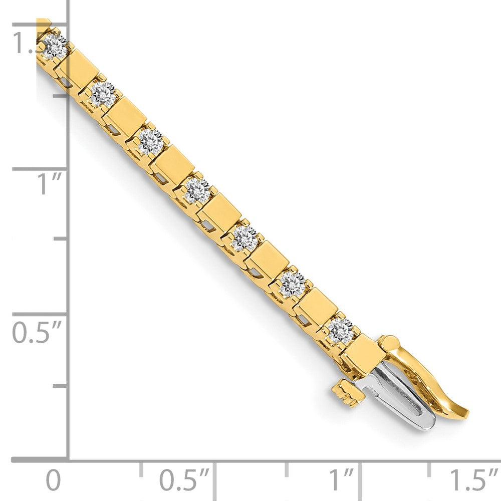 14K Yellow Gold Complete 1.1 Carat Round Vs Diamond Square Link 7 Inch Tennis Bracelet