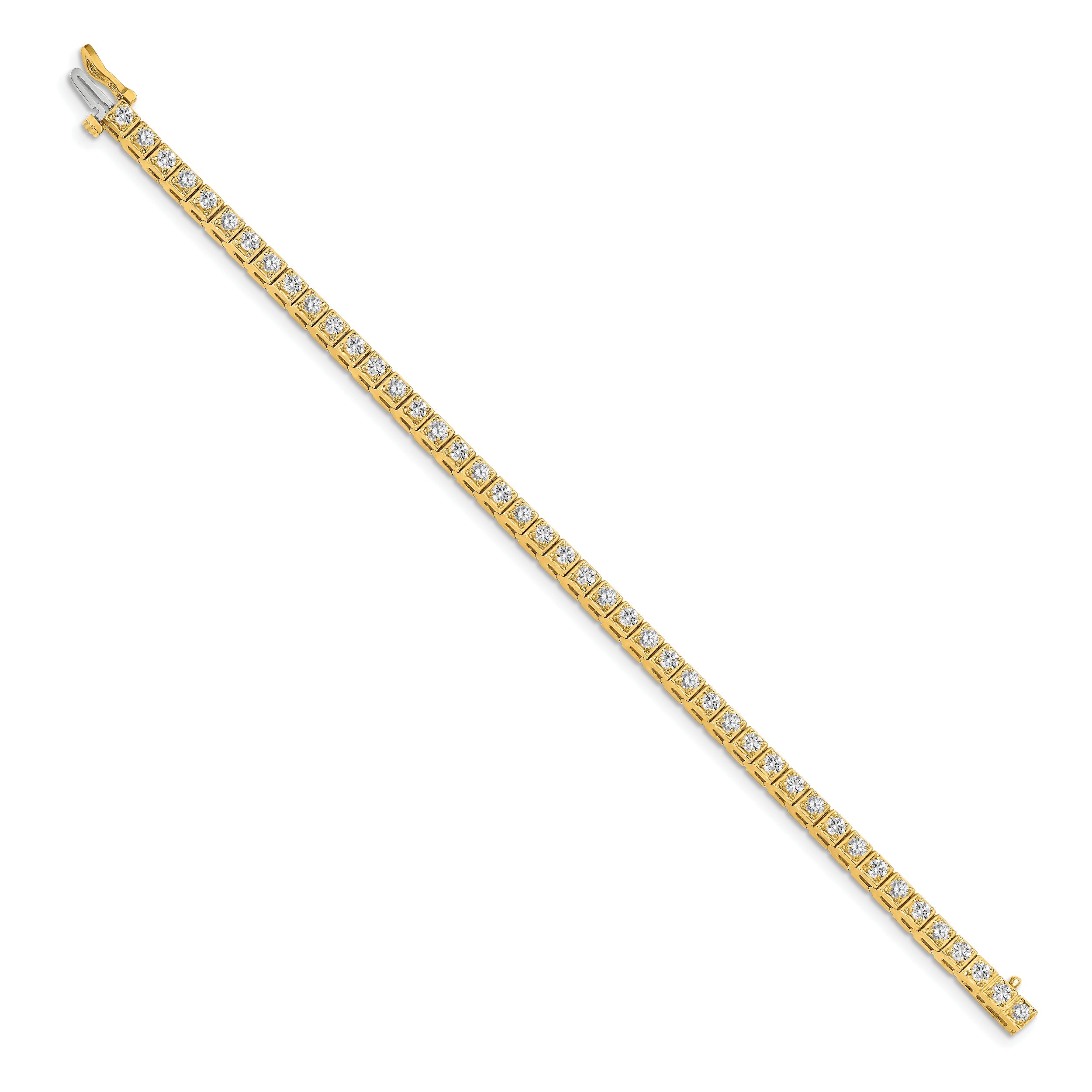 14K Yellow Gold Complete 1.75 Carat Round Aa Diamond 4 Prong 7 Inch Tennis Bracelet