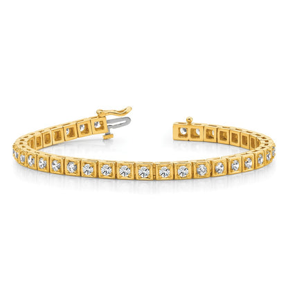 14K Yellow Gold Complete 1.75 Carat Round Aaa Diamond 4 Prong 7 Inch Tennis Bracelet
