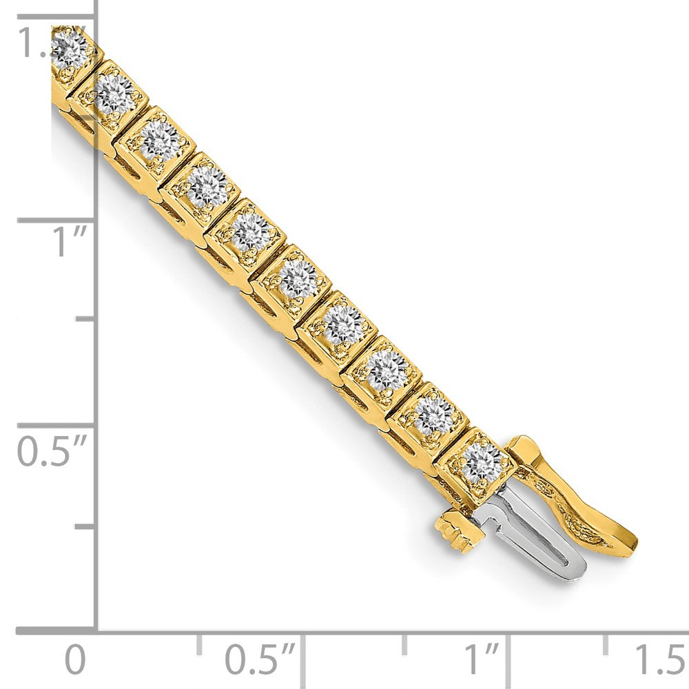 14K Yellow Gold Complete 1.75 Carat Round A Diamond 4 Prong 7 Inch Tennis Bracelet