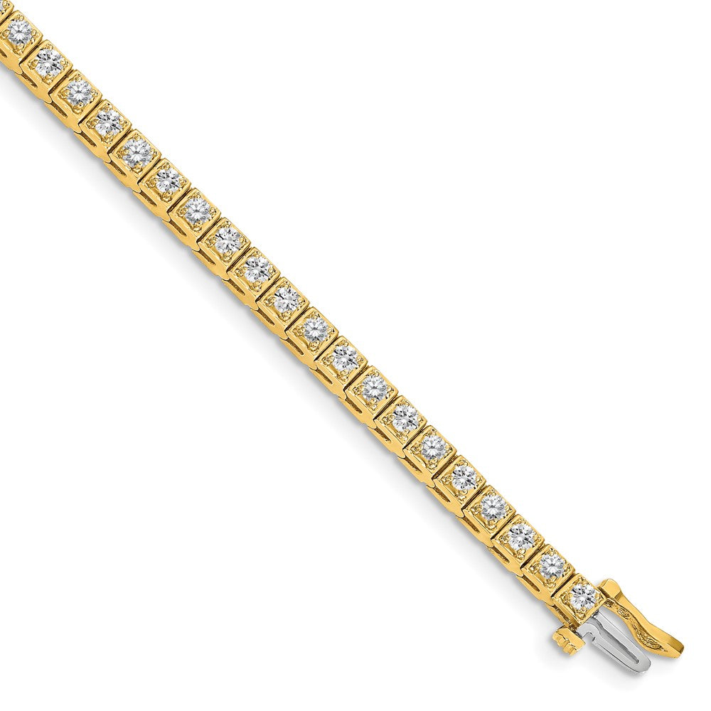 14K Yellow Gold Complete 1.75 Carat Round Aaa Diamond 4 Prong 7 Inch Tennis Bracelet