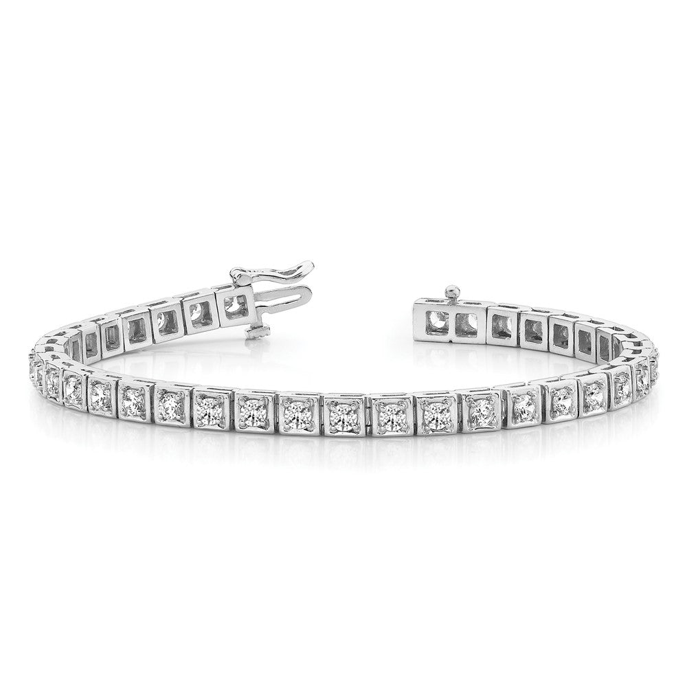14K White Gold Complete 1.75 Carat Round Vs Diamond 4 Prong 7 Inch Tennis Bracelet