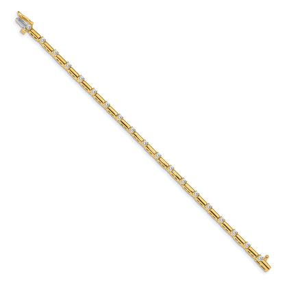 14K Yellow Gold Complete 1 Carat Round Aa Diamond Bar Link 7 Inch Tennis Bracelet