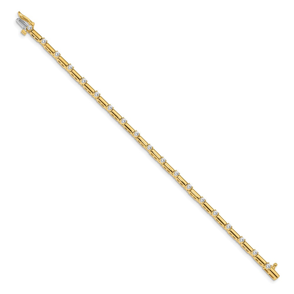 14K Yellow Gold Complete 1 Carat Round Aaa Diamond Bar Link 7 Inch Tennis Bracelet